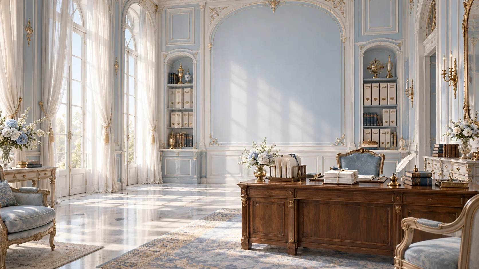 Arsitektur interior klasik Prancis di lingkungan akademi.